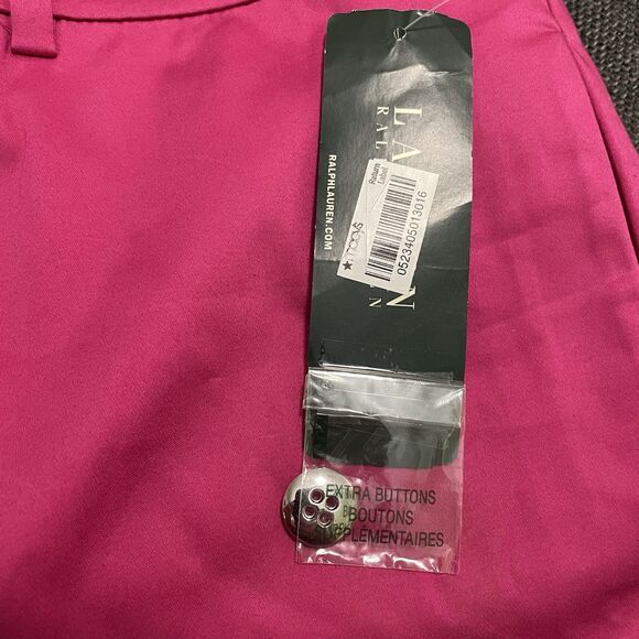 NEW‎ LRL Lauren Ralph Lauren Khaki Shorts Satin Cotton Blend Pink Sz 16 Vintage - Picture 7 of 8